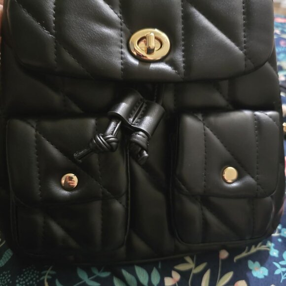 Neiman Marcus Black Vegan Leather Tabby Backpack